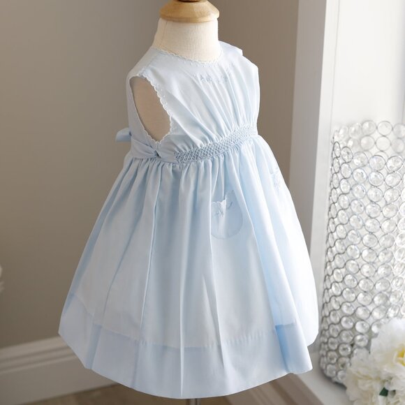 RARE Blue Smocked Sundress Size 6 Months Vintage Feltman Brothers NWOT - Picture 4 of 7